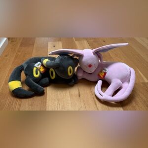 Pokémon UMBREON & ESPEON Sleeping Plush Jazwares 2026 18" NWTs NEW